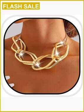 Chunky Choker Necklace - Pendant Chain Jewelry for Women Fashion